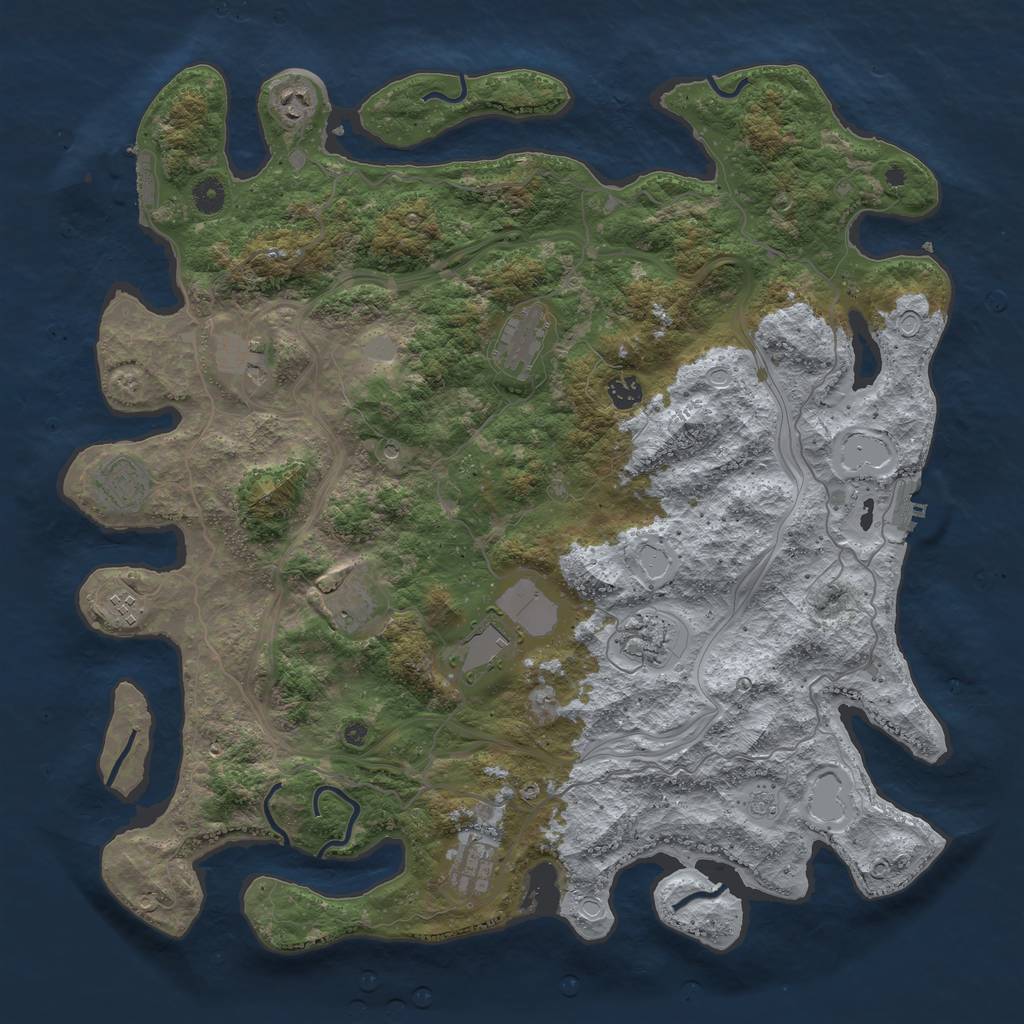 Rust Map: Procedural Map, Size: 4500, Seed: 878807507, 19 Monuments