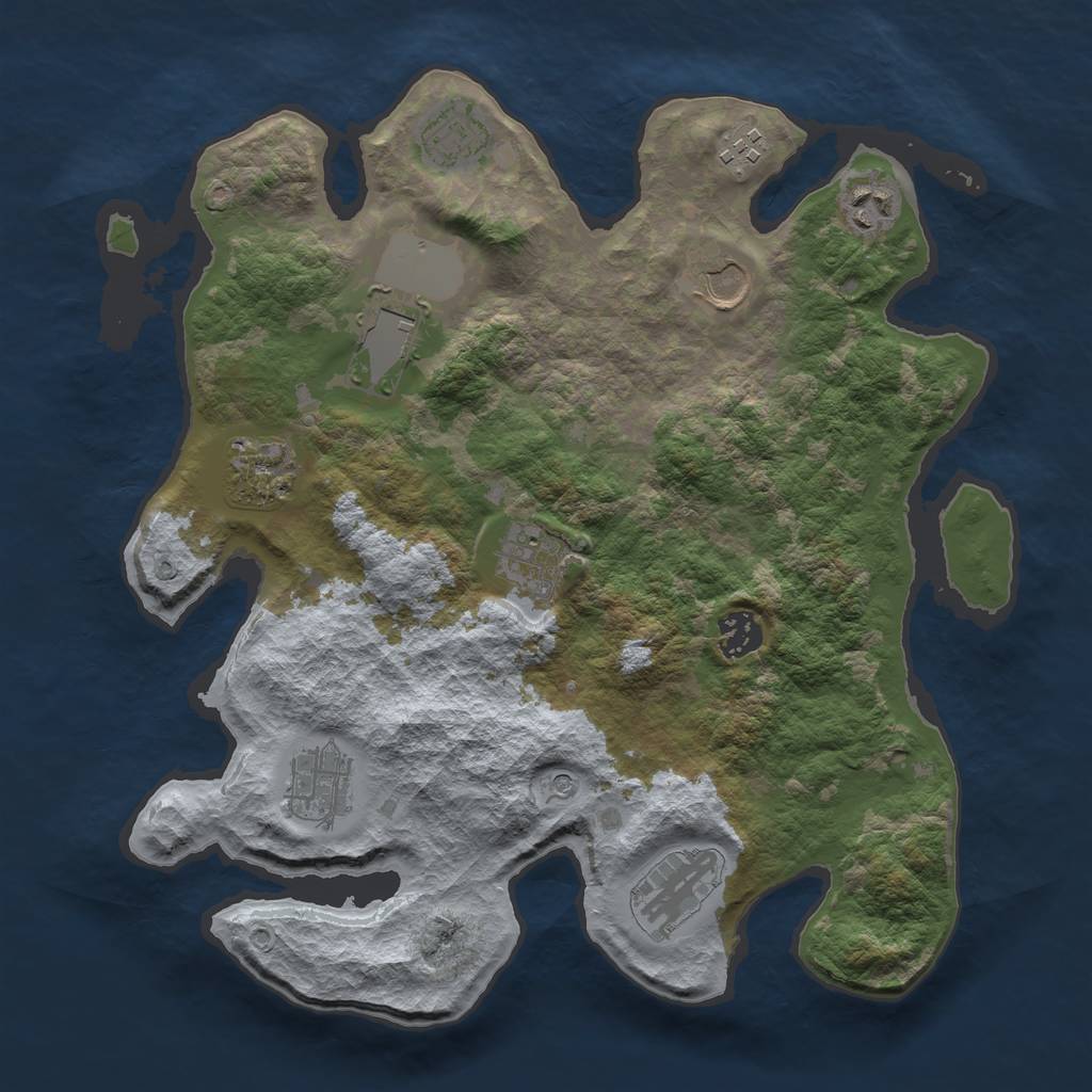 Rust Map: Barren, Size: 3500, Seed: 20162271, 13 Monuments