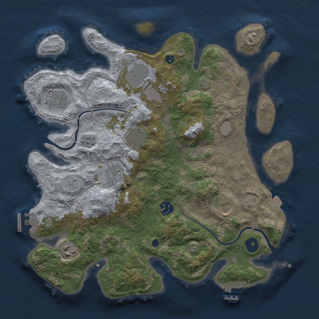 Rust Map: Procedural Map, Size: 3500, Seed: 62105, 14 Monuments