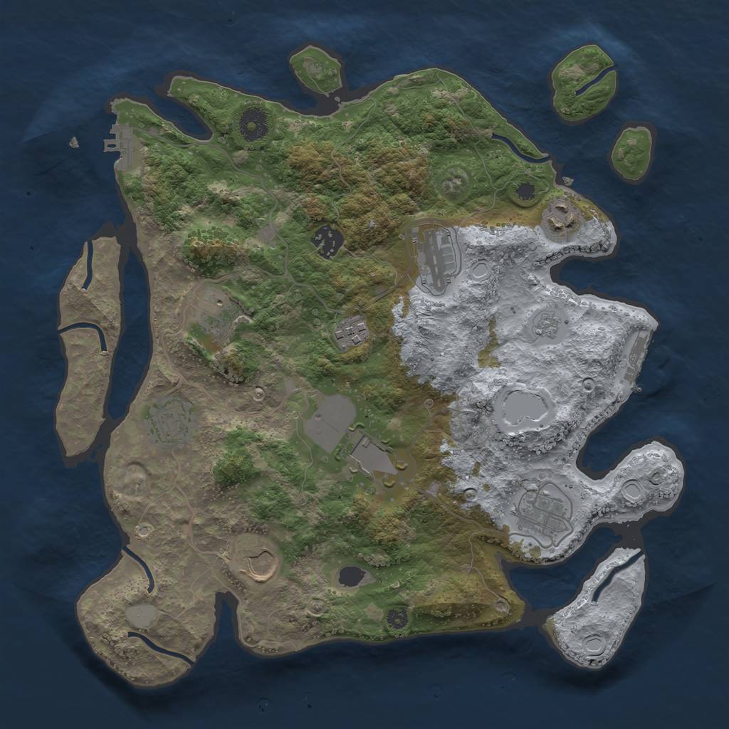 Rust Map: Procedural Map, Size: 3500, Seed: 99194318, 17 Monuments