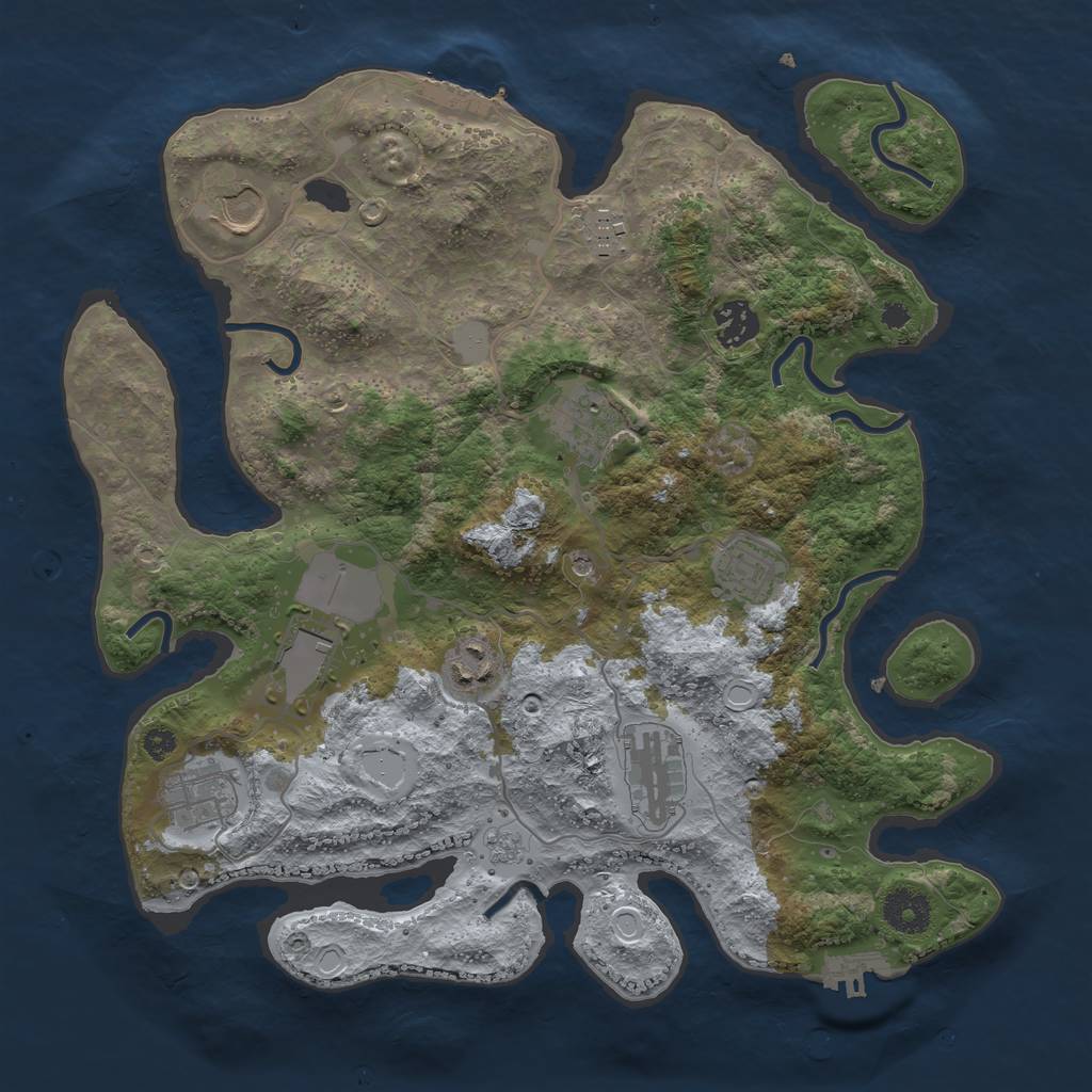 Rust Map: Procedural Map, Size: 3500, Seed: 73882948, 18 Monuments