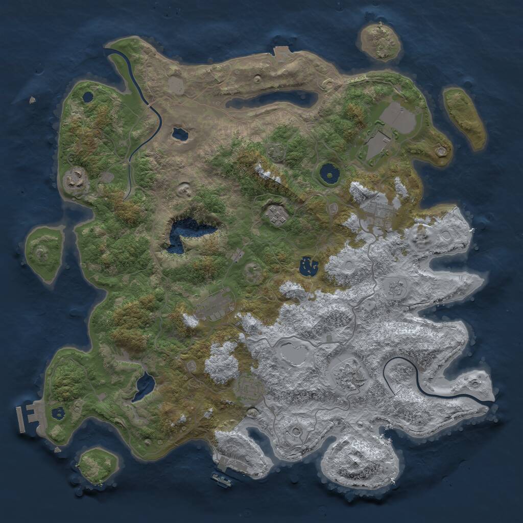 Rust Map: Procedural Map, Size: 4000, Seed: 10671, 14 Monuments