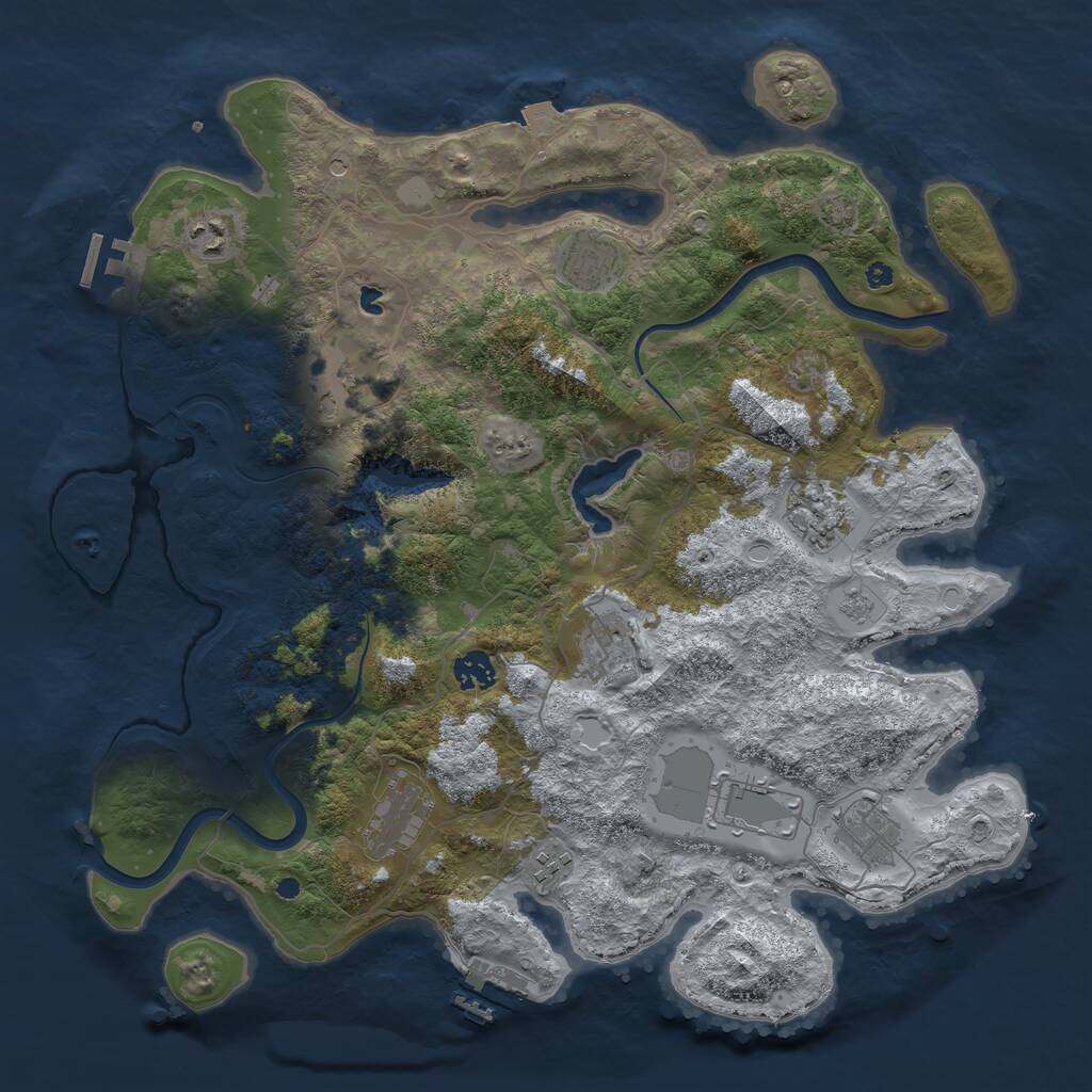 Rust Map: Procedural Map, Size: 4000, Seed: 10671, 16 Monuments
