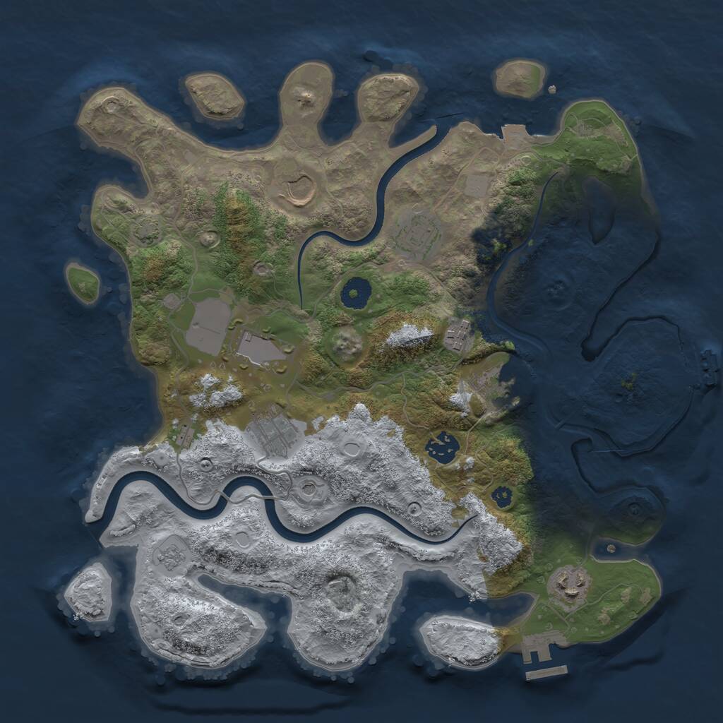 Rust Map: Procedural Map, Size: 3500, Seed: 11180362, 14 Monuments