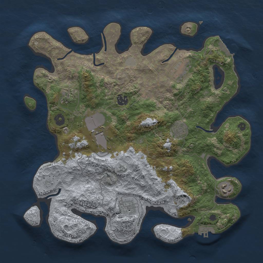 Rust Map: Procedural Map, Size: 3500, Seed: 11180362, 14 Monuments