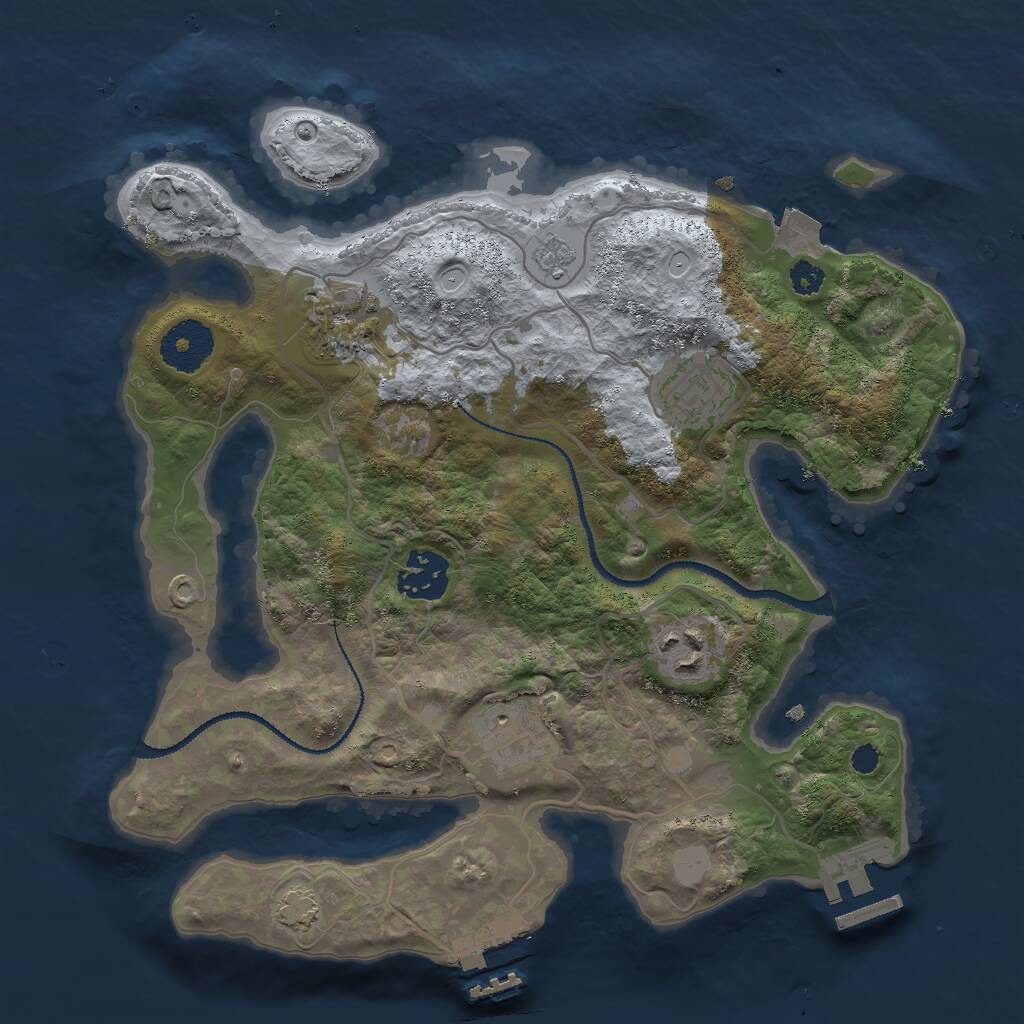 Rust Map: Procedural Map, Size: 3000, Seed: 34861, 10 Monuments