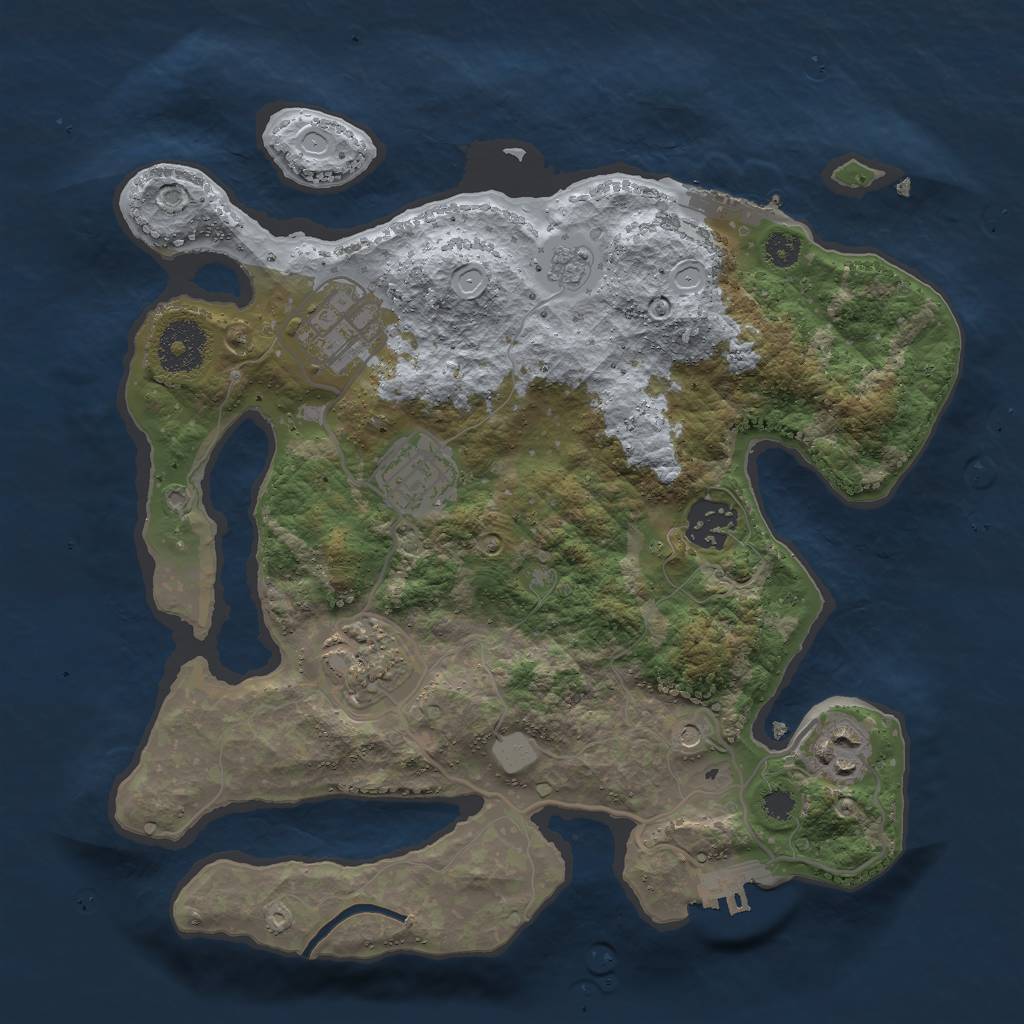 Rust Map: Procedural Map, Size: 3000, Seed: 34861, 14 Monuments