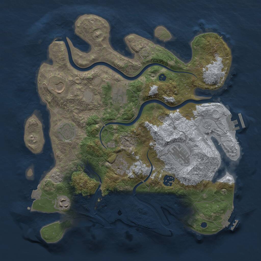 Rust Map: Procedural Map, Size: 3500, Seed: 68888355, 14 Monuments