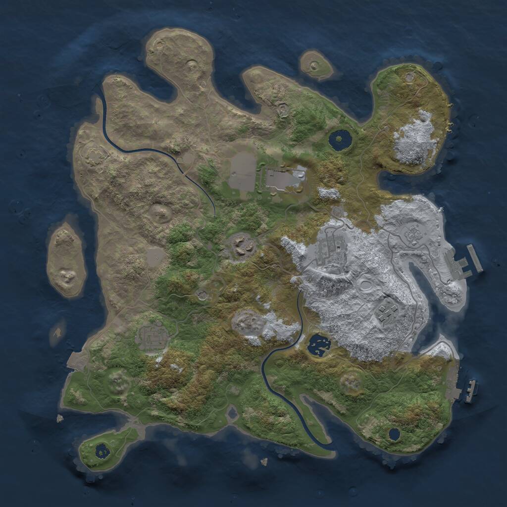 Rust Map: Procedural Map, Size: 3500, Seed: 68888355, 12 Monuments