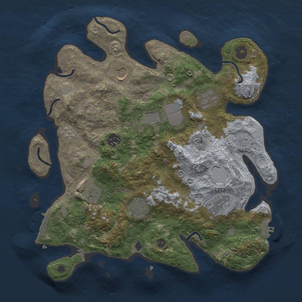 Rust Map: Procedural Map, Size: 3500, Seed: 68888355, 17 Monuments