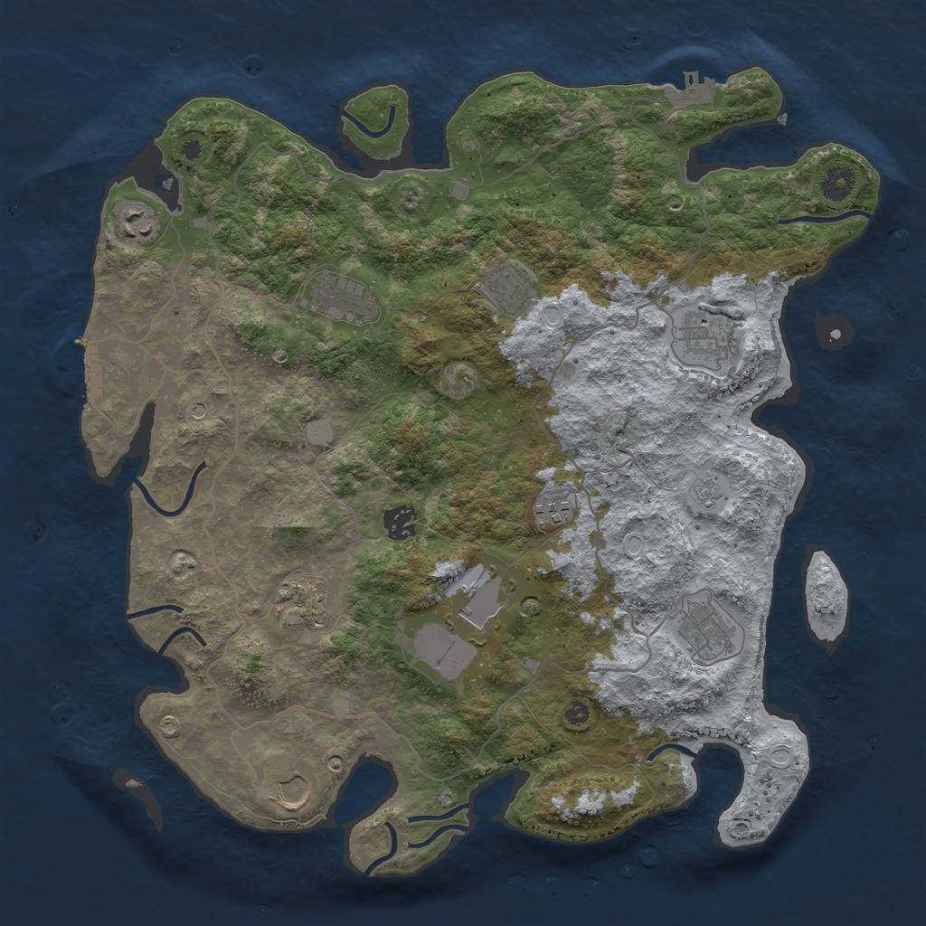 Rust Map: Procedural Map, Size: 4000, Seed: 98475405, 19 Monuments