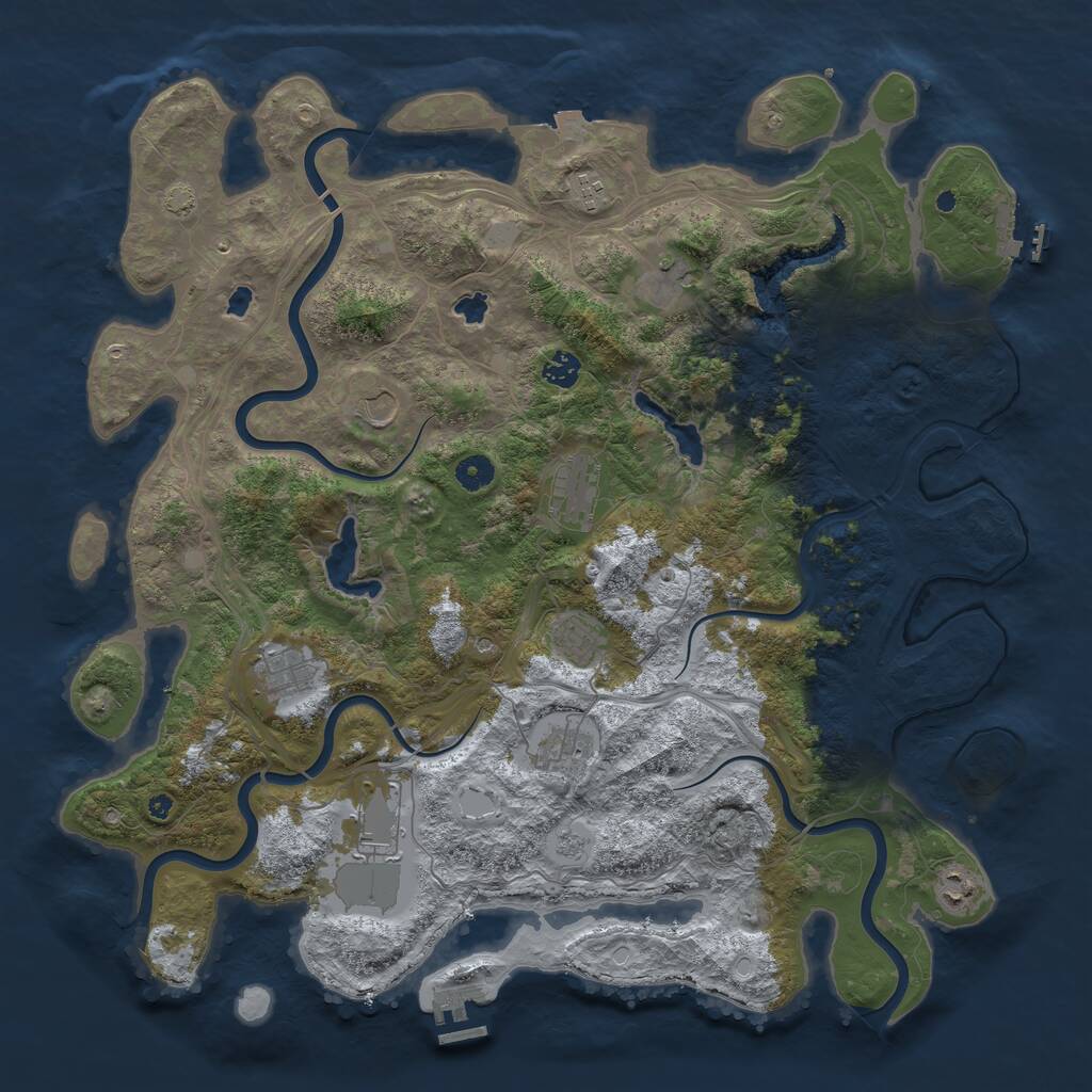 Rust Map: Procedural Map, Size: 4500, Seed: 163490146, 16 Monuments