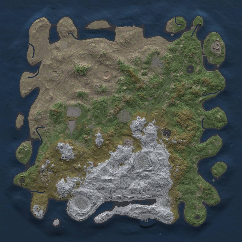 Rust Map: Procedural Map, Size: 4500, Seed: 163490146, 19 Monuments