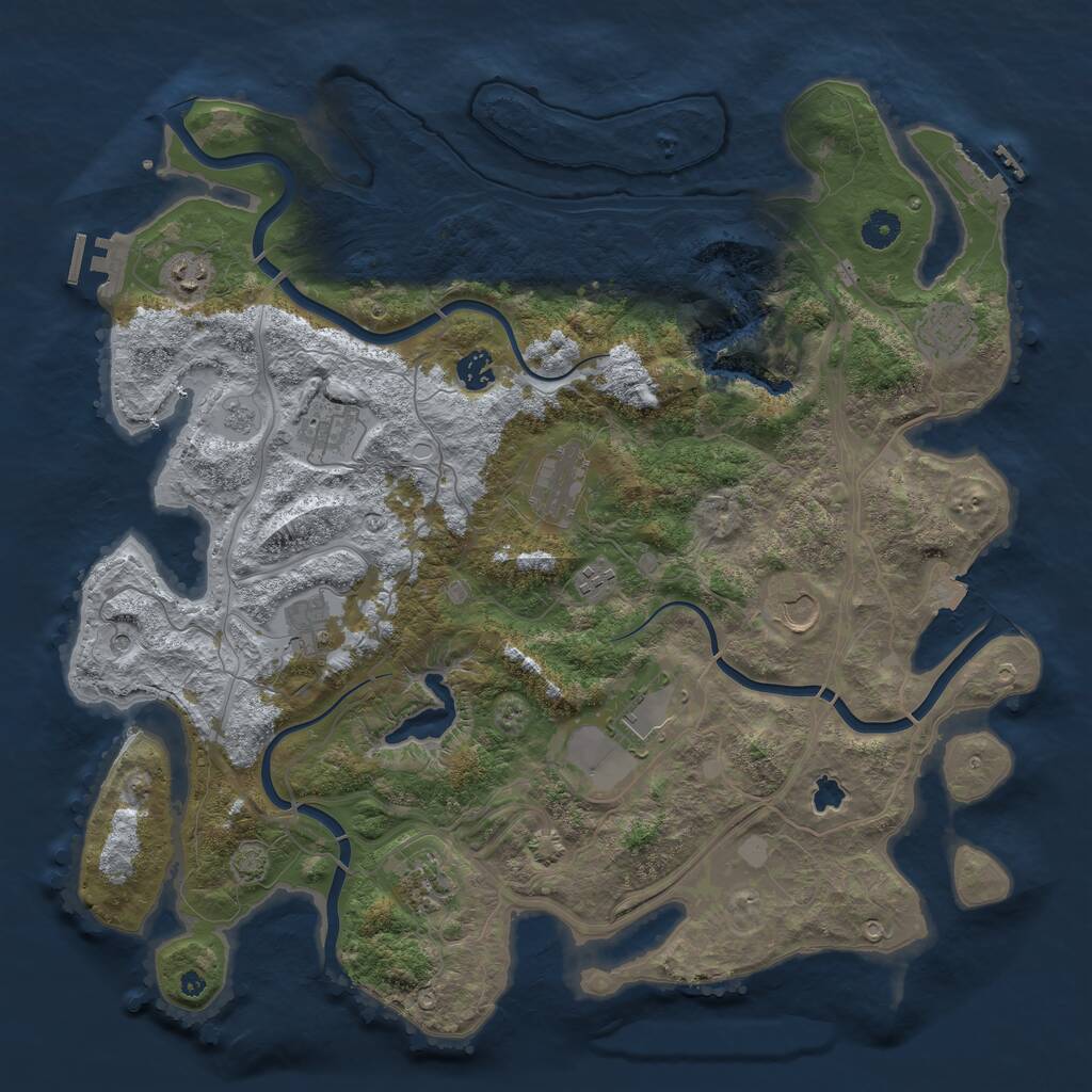 Rust Map: Procedural Map, Size: 4300, Seed: 65785, 16 Monuments