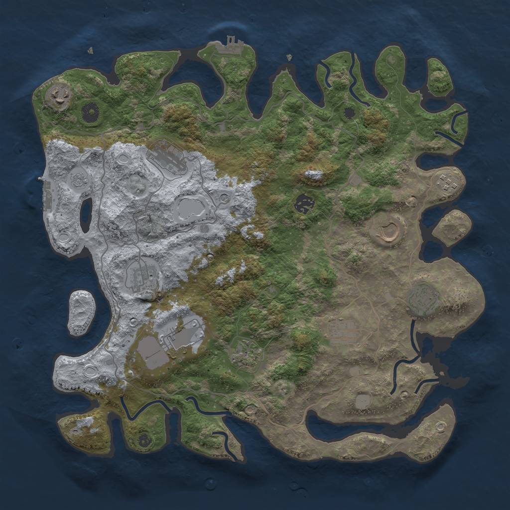 Rust Map: Procedural Map, Size: 4000, Seed: 12568754, 19 Monuments