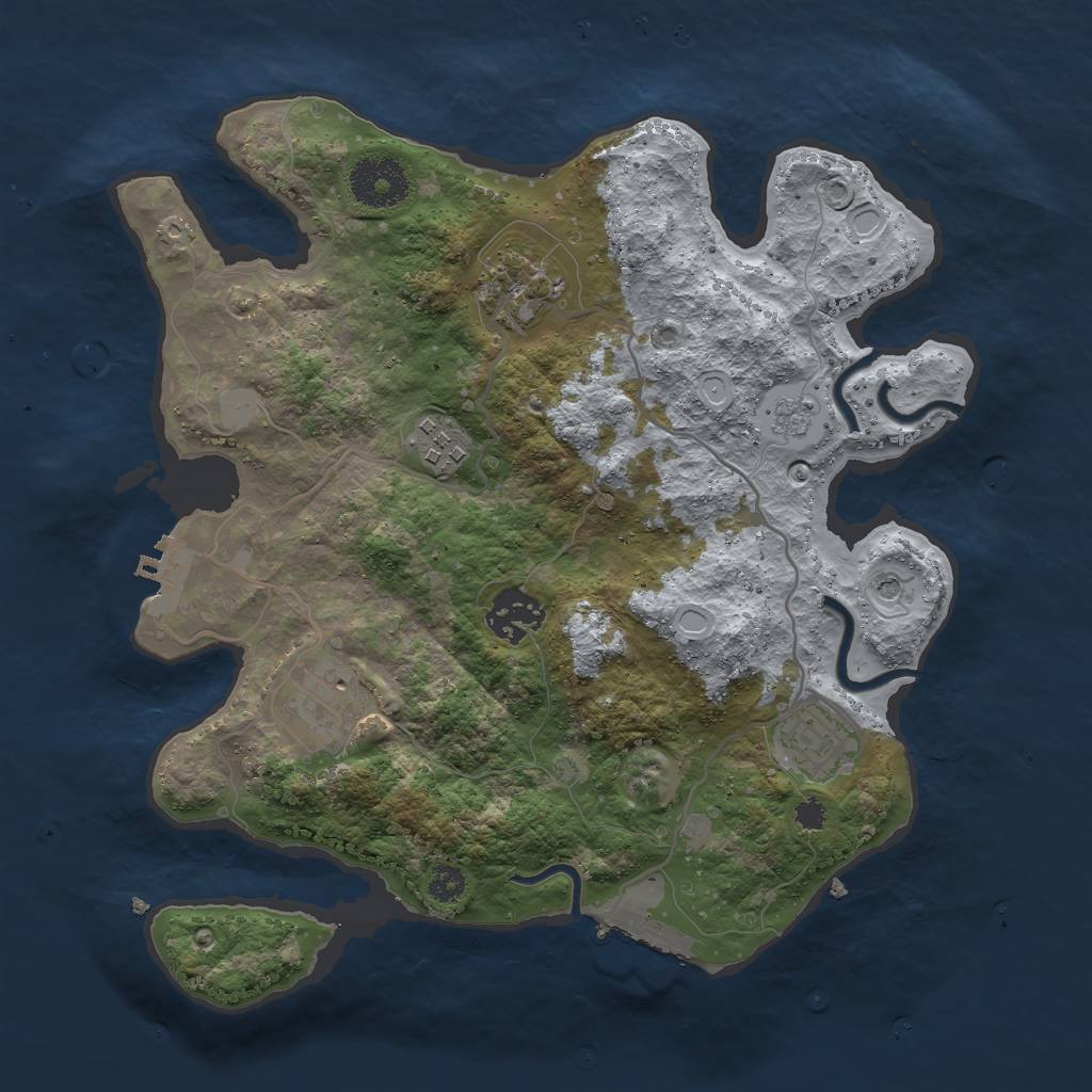 Rust Map: Procedural Map, Size: 3000, Seed: 2111718317, 14 Monuments