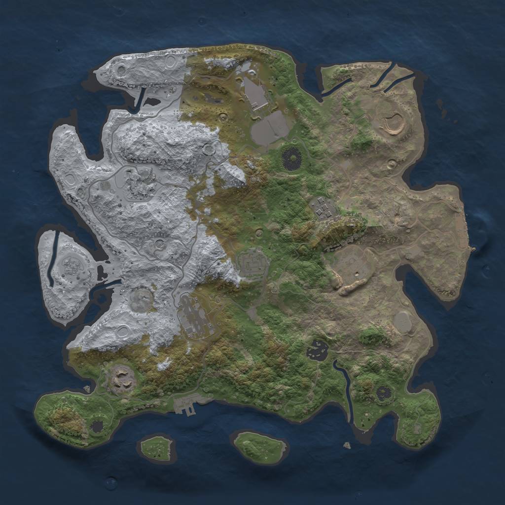 Rust Map: Procedural Map, Size: 3500, Seed: 2023880674, 18 Monuments