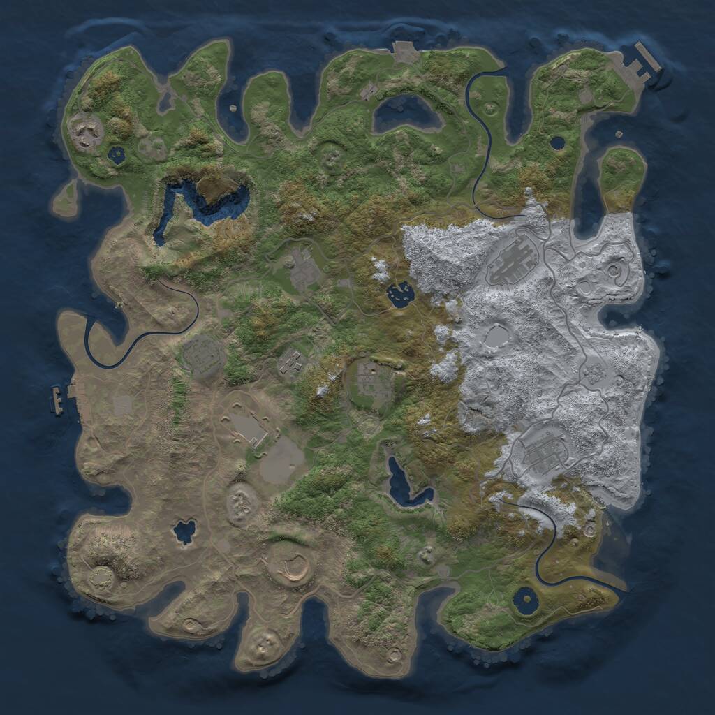 Rust Map: Procedural Map, Size: 4100, Seed: 420, 16 Monuments