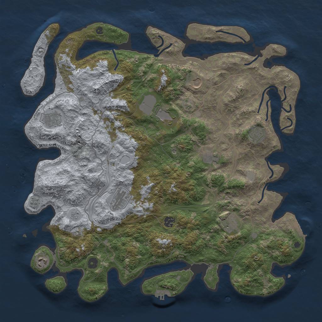 Rust Map: Procedural Map, Size: 4500, Seed: 2057039286, 19 Monuments