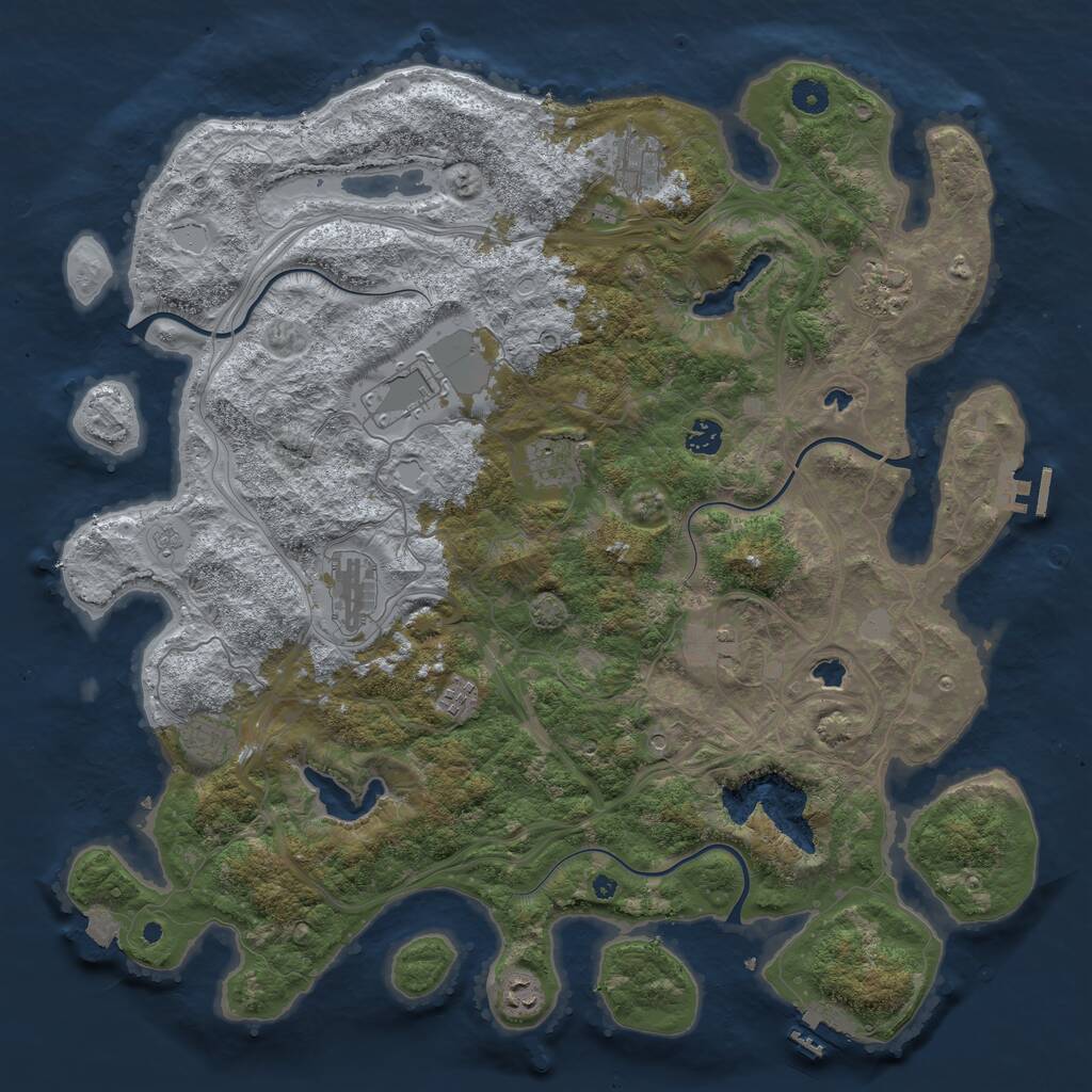 Rust Map: Procedural Map, Size: 4500, Seed: 1381603665, 16 Monuments