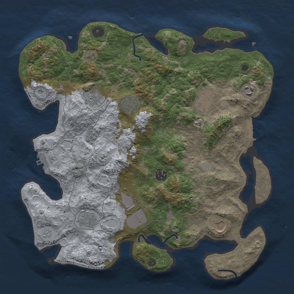 Rust Map: Procedural Map, Size: 3800, Seed: 49952, 18 Monuments