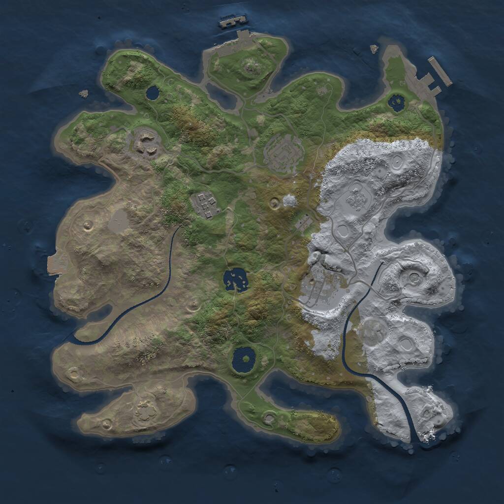 Rust Map: Procedural Map, Size: 3000, Seed: 1391578455, 11 Monuments