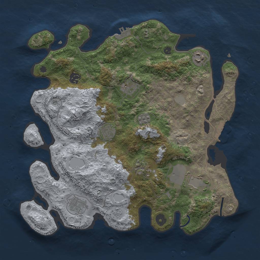 Rust Map: Procedural Map, Size: 3500, Seed: 3179104, 17 Monuments