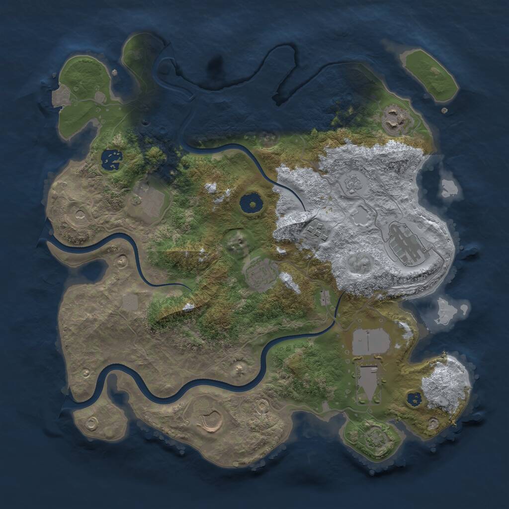Rust Map: Procedural Map, Size: 3500, Seed: 998958418, 12 Monuments