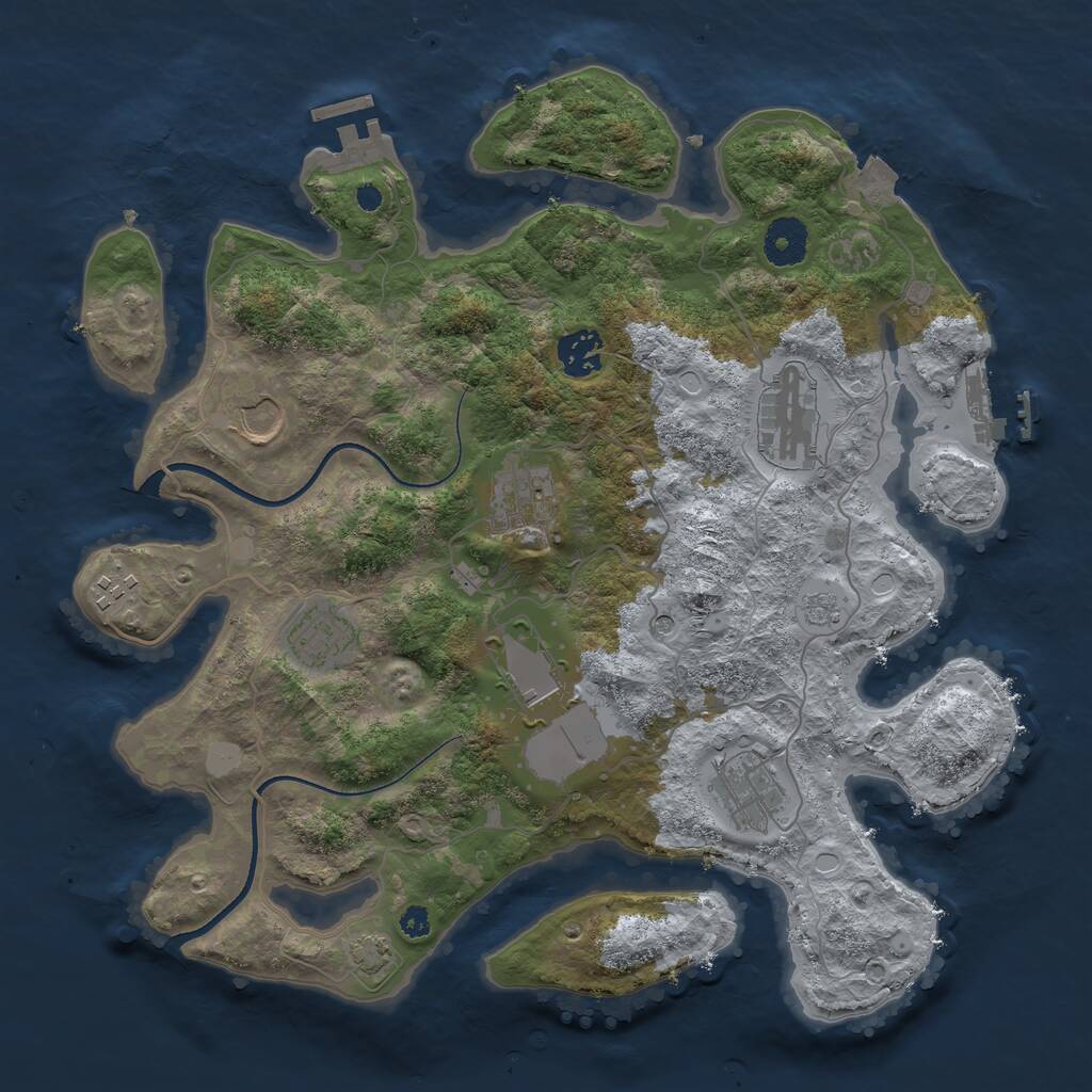 Rust Map: Procedural Map, Size: 3500, Seed: 58319456, 14 Monuments