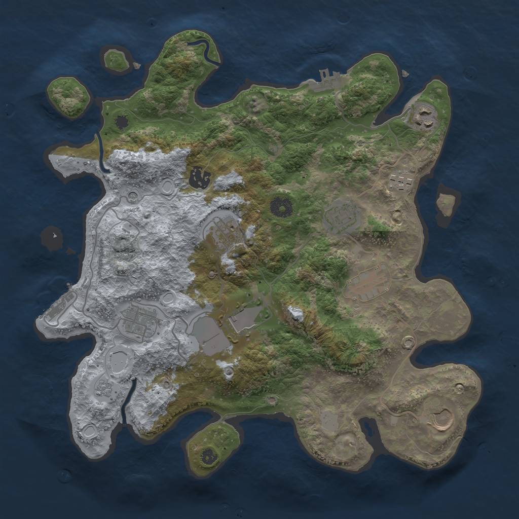 Rust Map: Procedural Map, Size: 3500, Seed: 17990, 18 Monuments