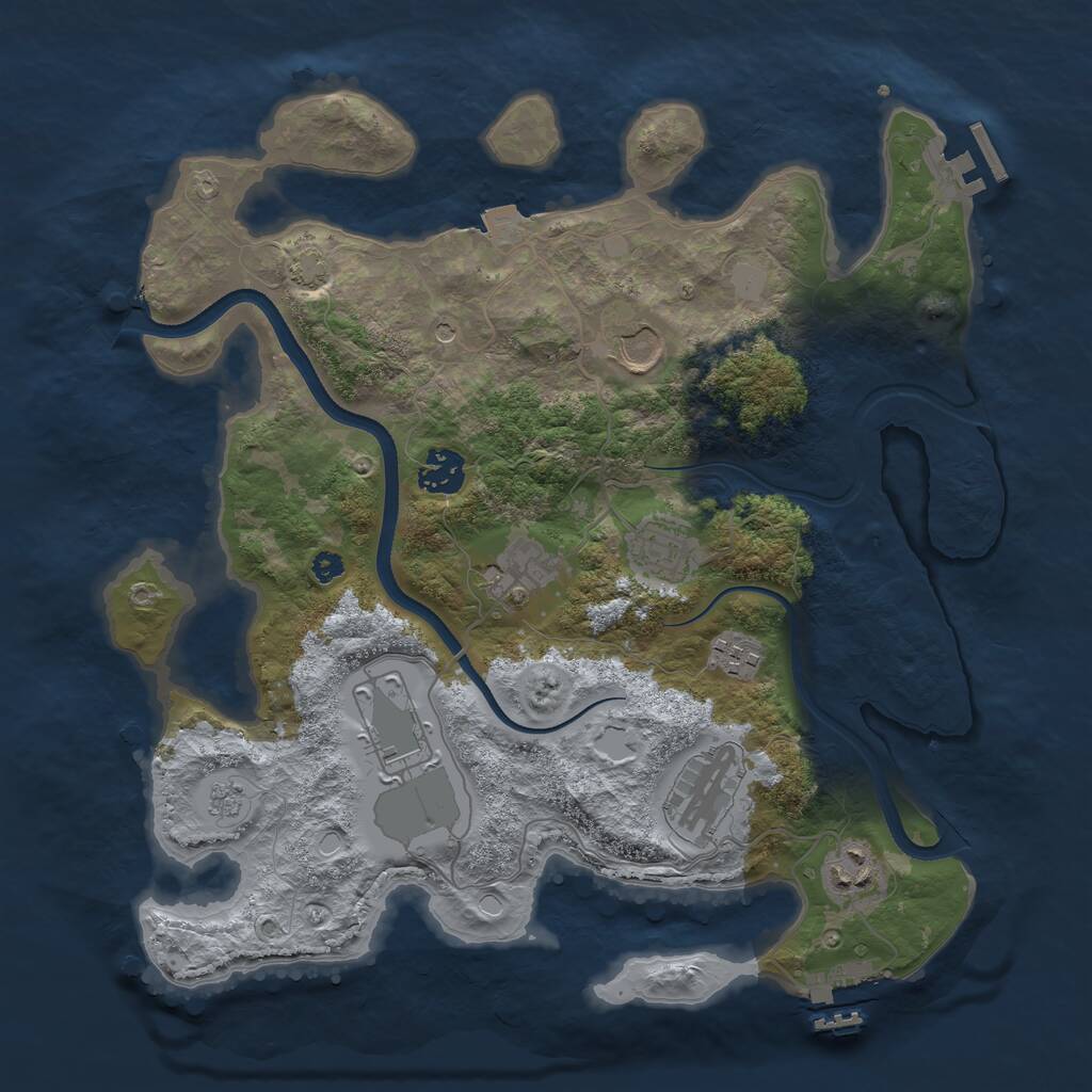 Rust Map: Procedural Map, Size: 3500, Seed: 103367789, 14 Monuments