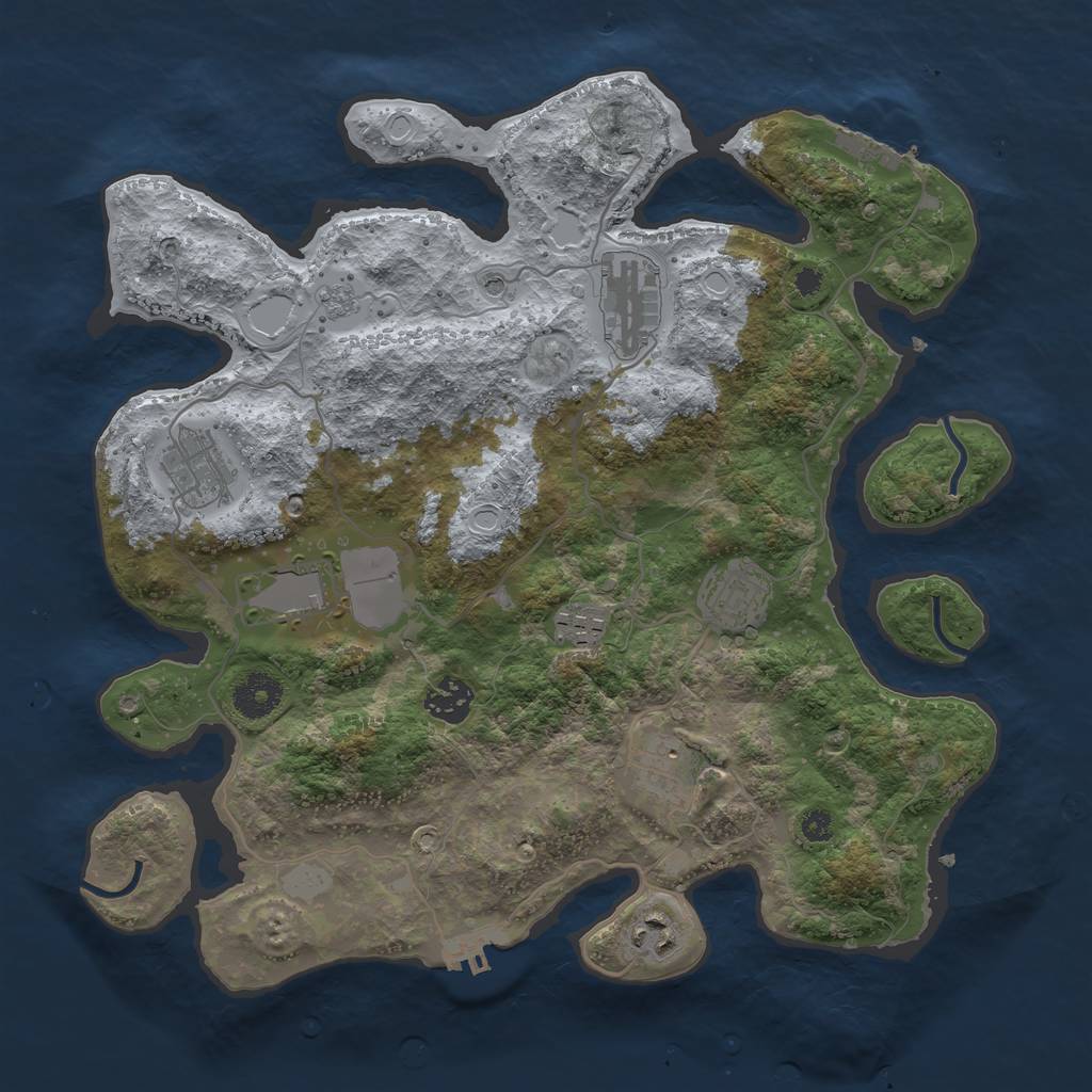 Rust Map: Procedural Map, Size: 3500, Seed: 1294793236, 17 Monuments