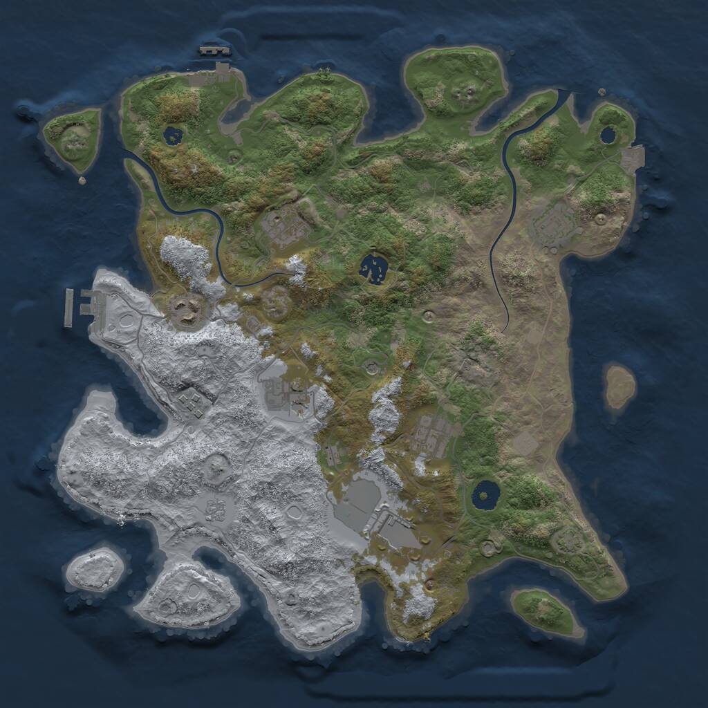 Rust Map: Procedural Map, Size: 3700, Seed: 323794551, 14 Monuments
