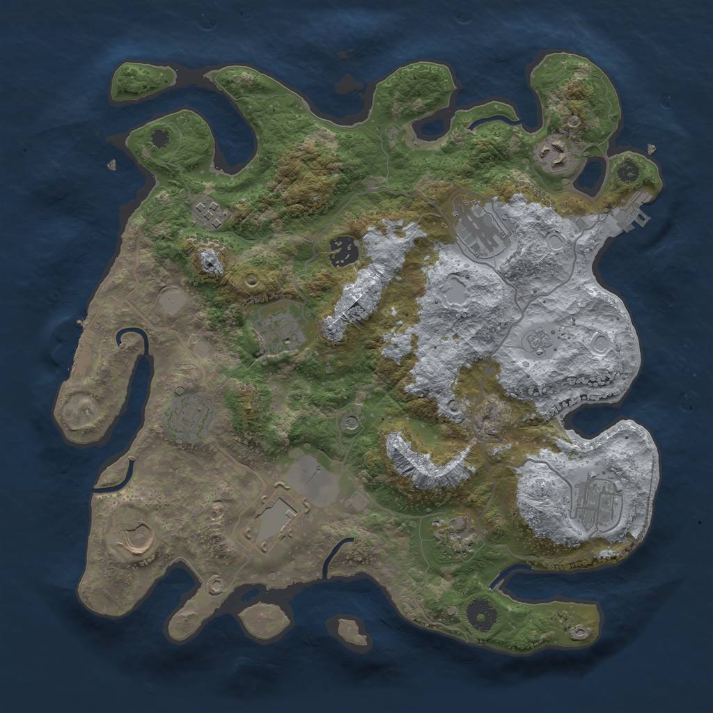 Rust Map: Procedural Map, Size: 3500, Seed: 42480620, 19 Monuments