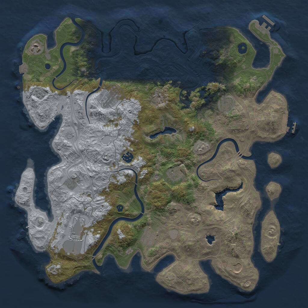 Rust Map: Procedural Map, Size: 4400, Seed: 353535, 16 Monuments