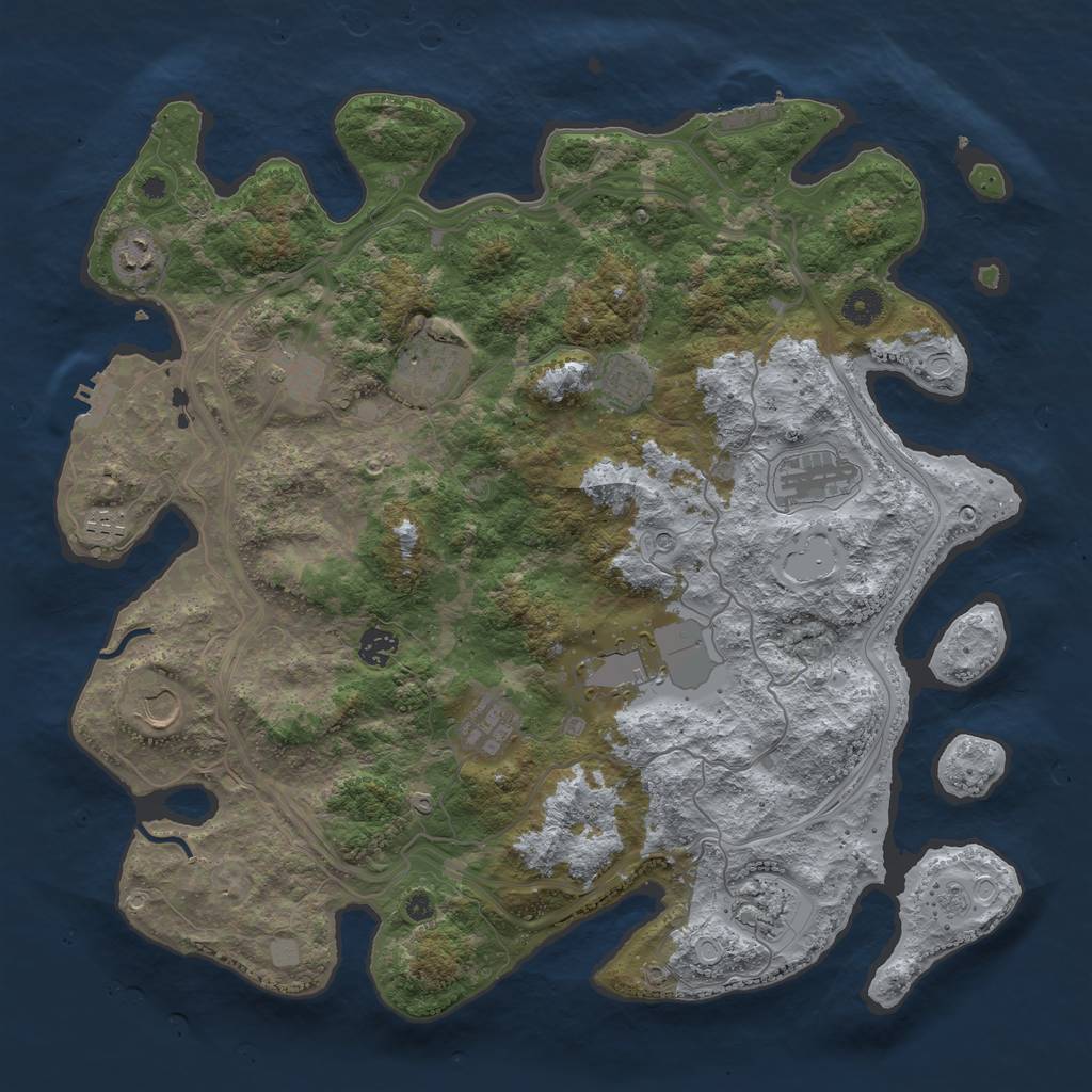 Rust Map: Procedural Map, Size: 4250, Seed: 404197415, 20 Monuments