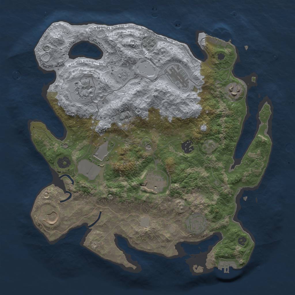 Rust Map: Procedural Map, Size: 3500, Seed: 481808256, 18 Monuments