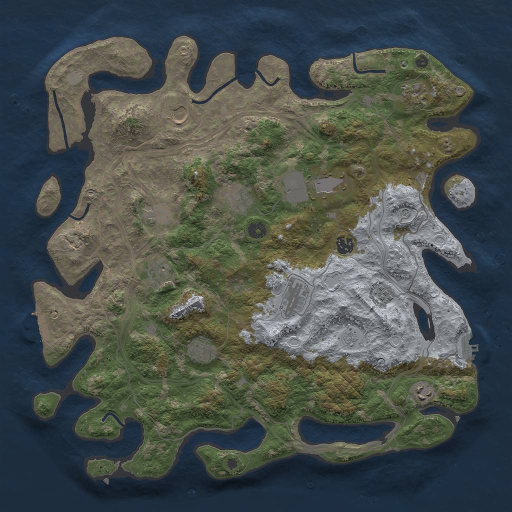 Rust Map: Procedural Map, Size: 4300, Seed: 323120449, 20 Monuments