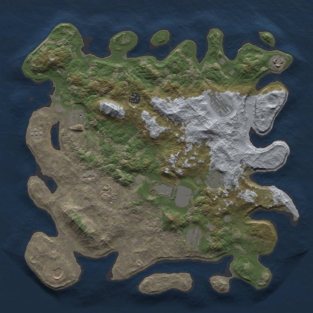 Rust Map: Barren, Size: 4000, Seed: 1341211223, 13 Monuments
