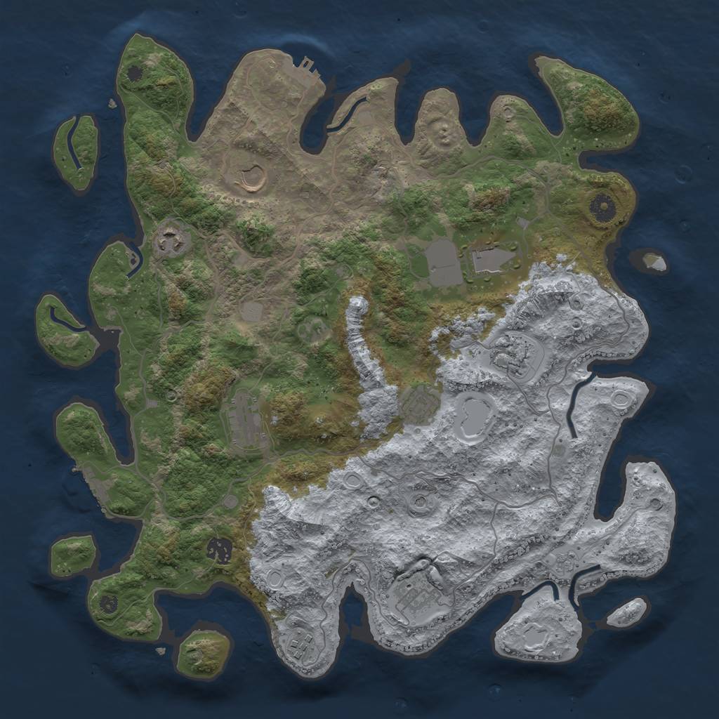 Rust Map: Procedural Map, Size: 4000, Seed: 1053561731, 18 Monuments