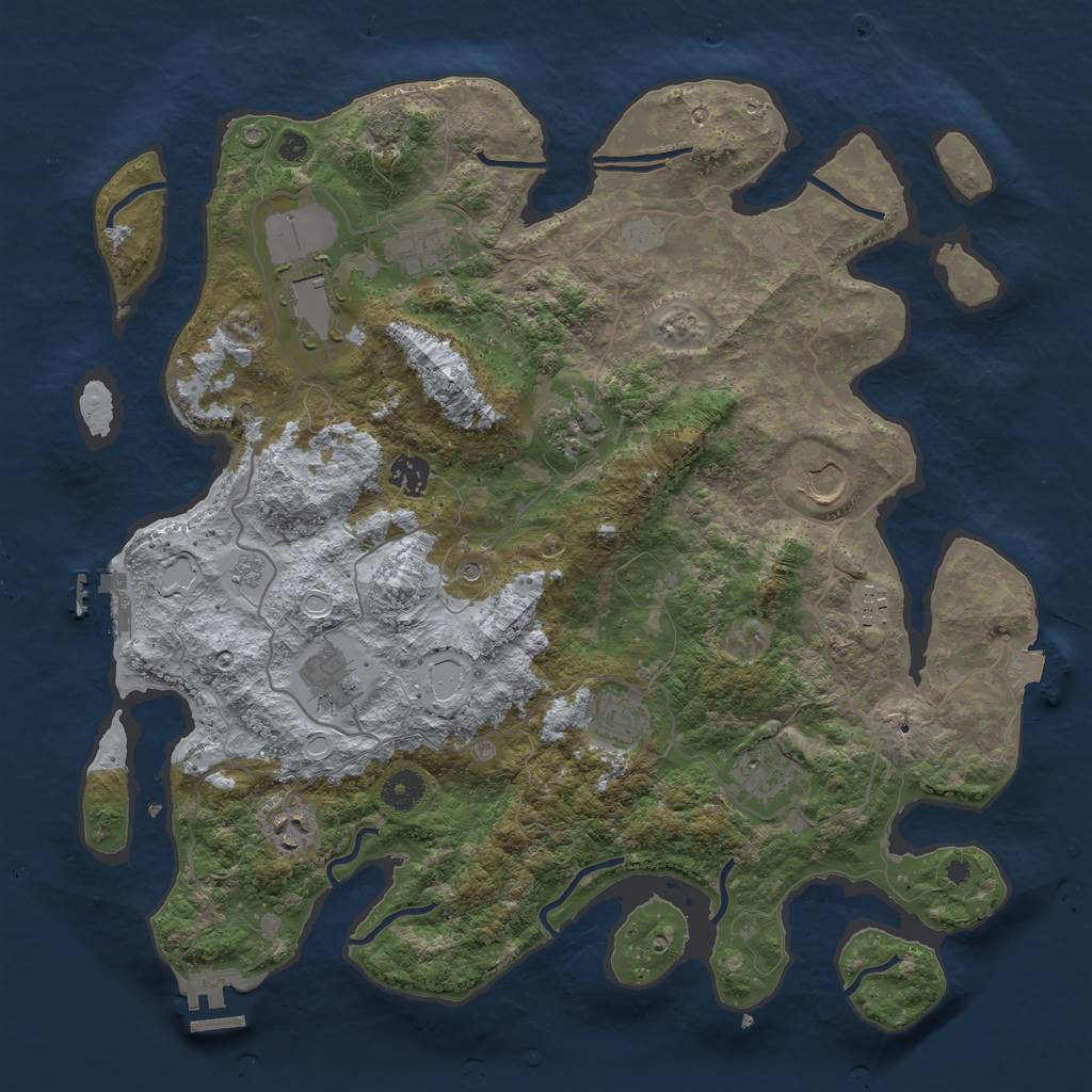 Rust Map: Procedural Map, Size: 4000, Seed: 10070344, 18 Monuments