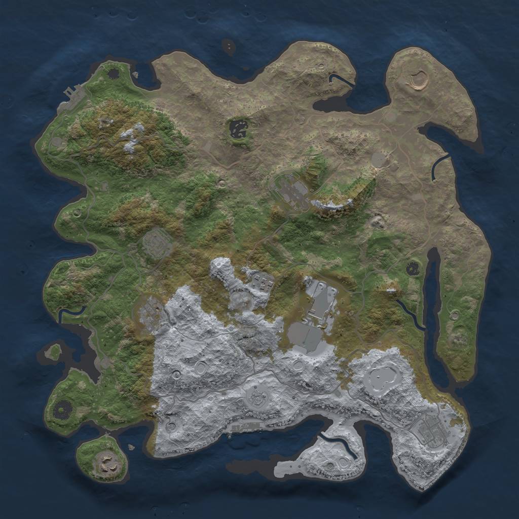 Rust Map: Procedural Map, Size: 4000, Seed: 860515310, 18 Monuments