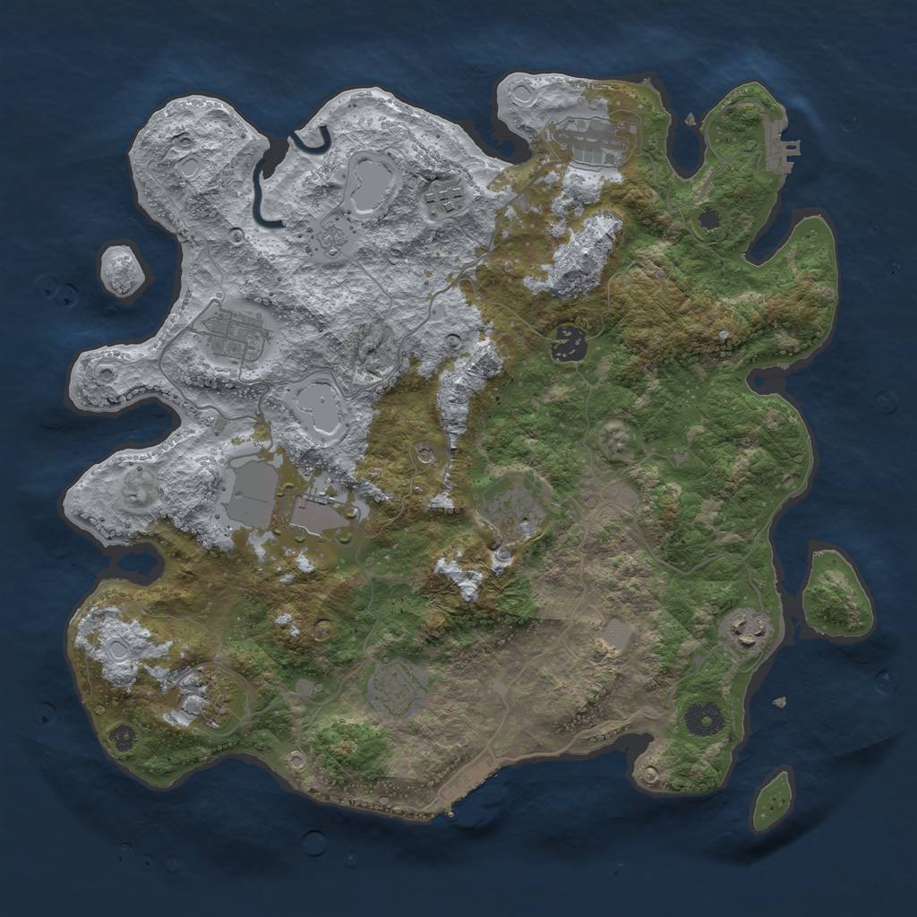 Rust Map: Procedural Map, Size: 3700, Seed: 1411237479, 18 Monuments