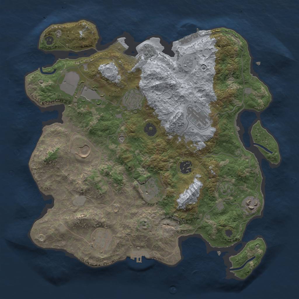 Rust Map: Procedural Map, Size: 3500, Seed: 4442, 18 Monuments