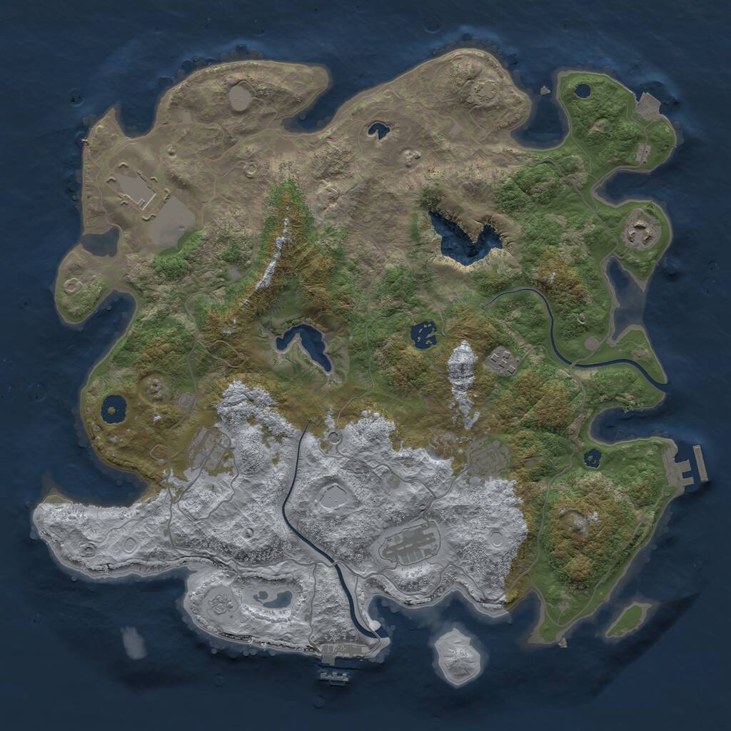 Rust Map: Procedural Map, Size: 4000, Seed: 434859616, 13 Monuments