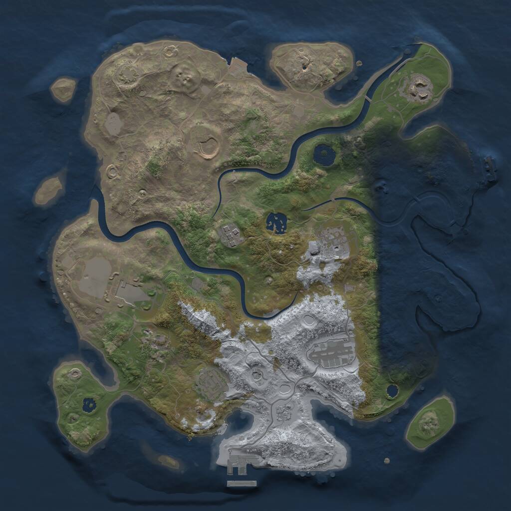 Rust Map: Procedural Map, Size: 3500, Seed: 428788876, 15 Monuments