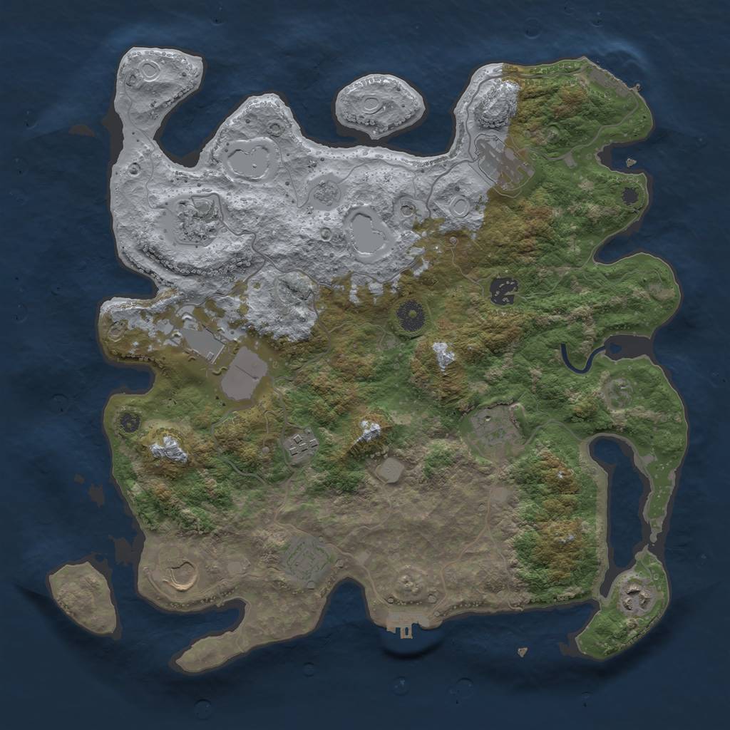 Rust Map: Procedural Map, Size: 3761, Seed: 3885, 18 Monuments