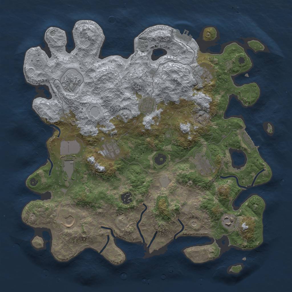 Rust Map: Procedural Map, Size: 3800, Seed: 12175, 19 Monuments