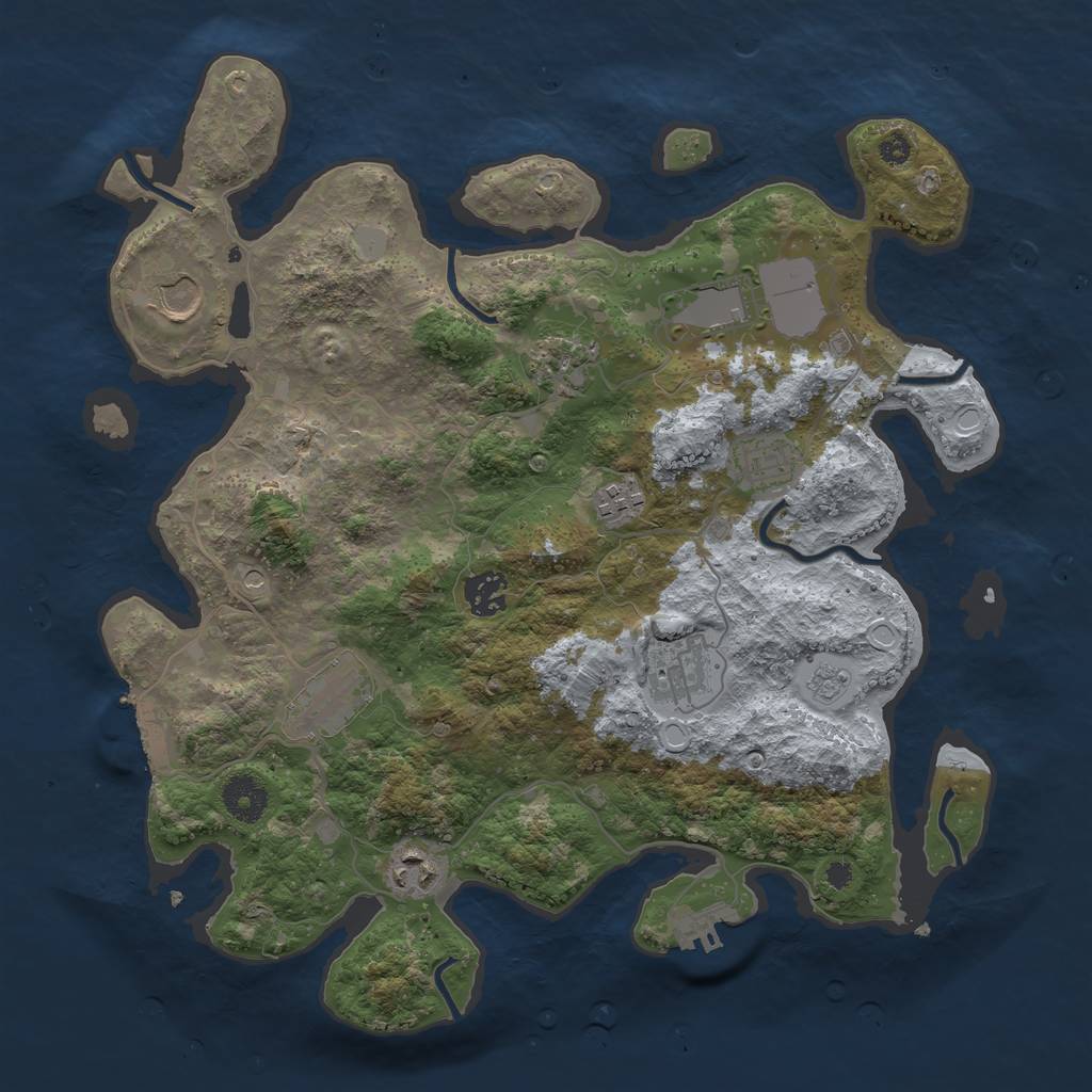 Rust Map: Procedural Map, Size: 3600, Seed: 411414, 18 Monuments
