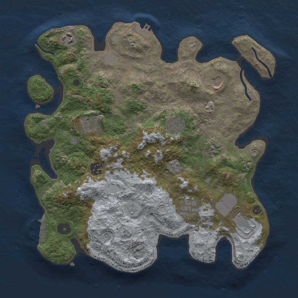 Rust Map: Procedural Map, Size: 3500, Seed: 244933573, 18 Monuments